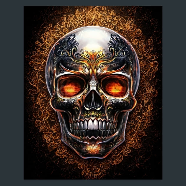 Metallic Sugar Skull Metal Wall Art and Desktop Mouse Pad by X2Metal