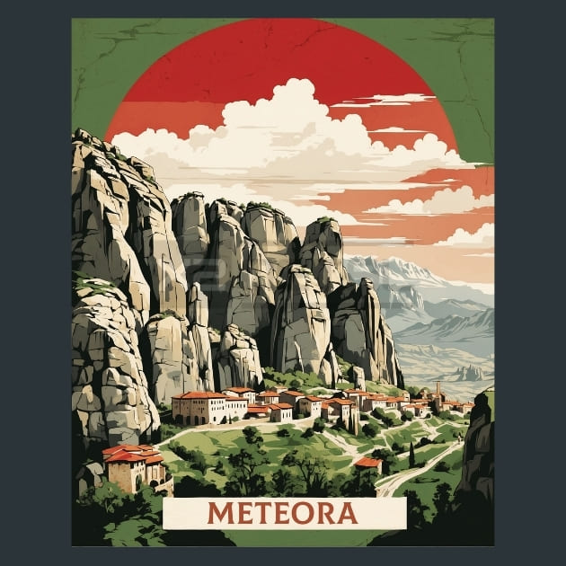 Meteora Greece Metal Wall Art and Desktop Mouse Pad by X2Metal