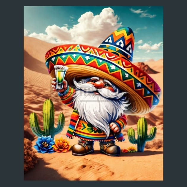 Mexican Gnomes 1 Metal Wall Art and Desktop Mouse Pad by X2Metal