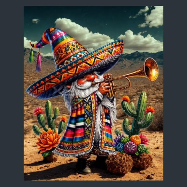 Mexican Gnomes 13 Metal Wall Art and Desktop Mouse Pad by X2Metal