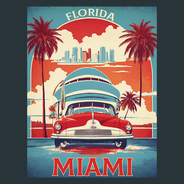 Miami Metal Wall Art and Desktop Mouse Pad by X2Metal
