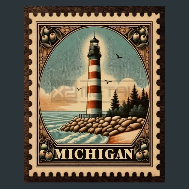 Michigan-Stamp-Metal-Prints