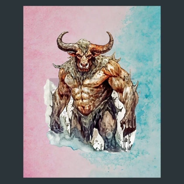Minotaur Metal Wall Art and Desktop Mouse Pad by X2Metal
