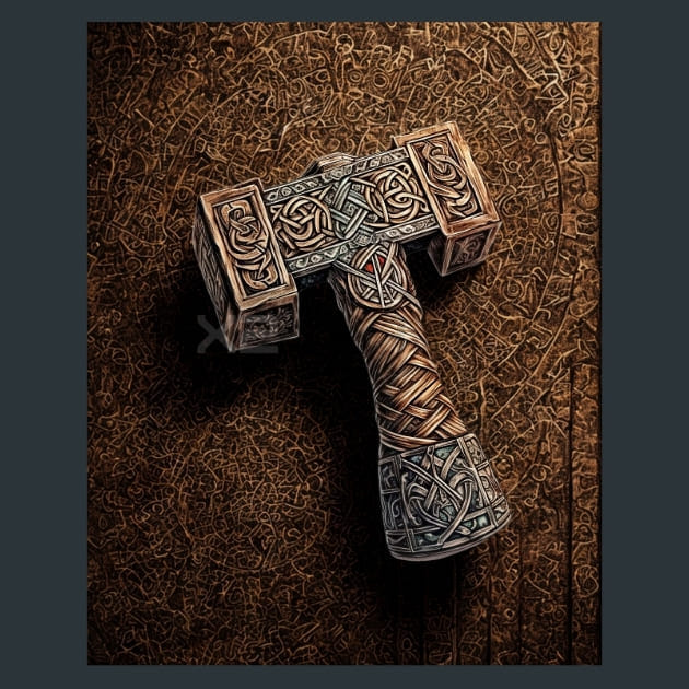 Mjolnir Mythology Metal Wall Art and Desktop Mouse Pad by X2Metal