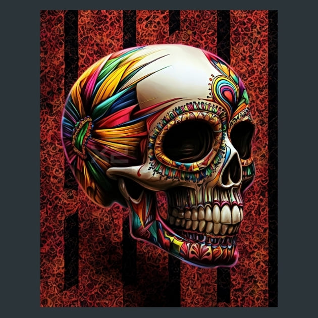 Modern Art Sugar Skull Metal Wall Art and Desktop Mouse Pad by X2Metal