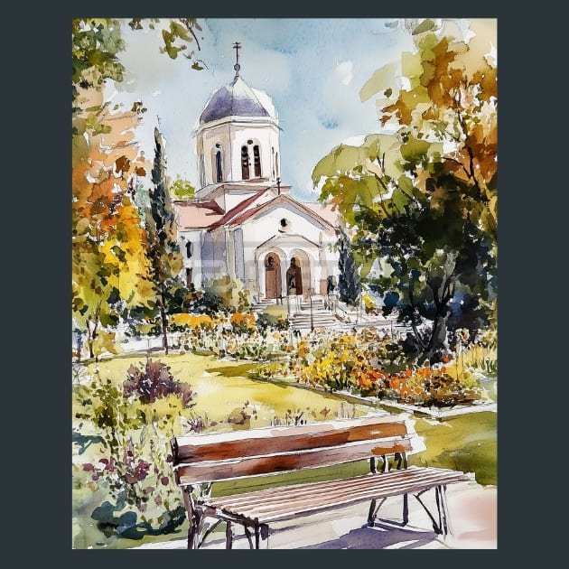 Moldova Chisinau Cathedral Park View Metal Wall Art and Desktop Mouse Pad by X2Metal