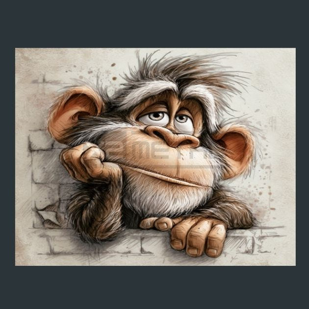 Monkey 5 Metal Wall Art and Desktop Mouse Pad by X2Metal