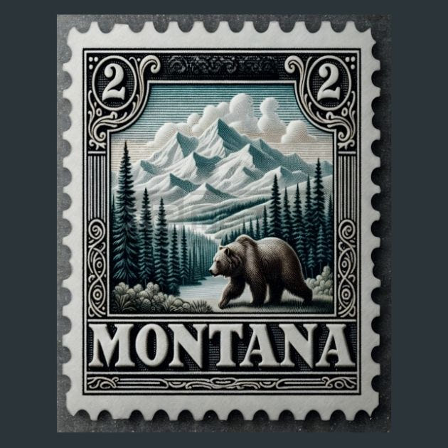 Montana Stamp 2 Metal Wall Art and Desktop Mouse Pad by X2Metal