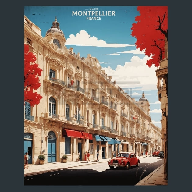 Montpellier France Metal Wall Art and Desktop Mouse Pad by X2Metal