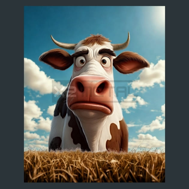 Moo-dy Cow 16 Metal Wall Art and Desktop Mouse Pad by X2Metal