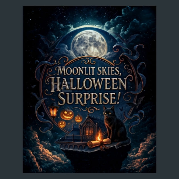 Moonlit Skies Halloween Surprise Metal Wall Art and Desktop Mouse Pad by X2Metal