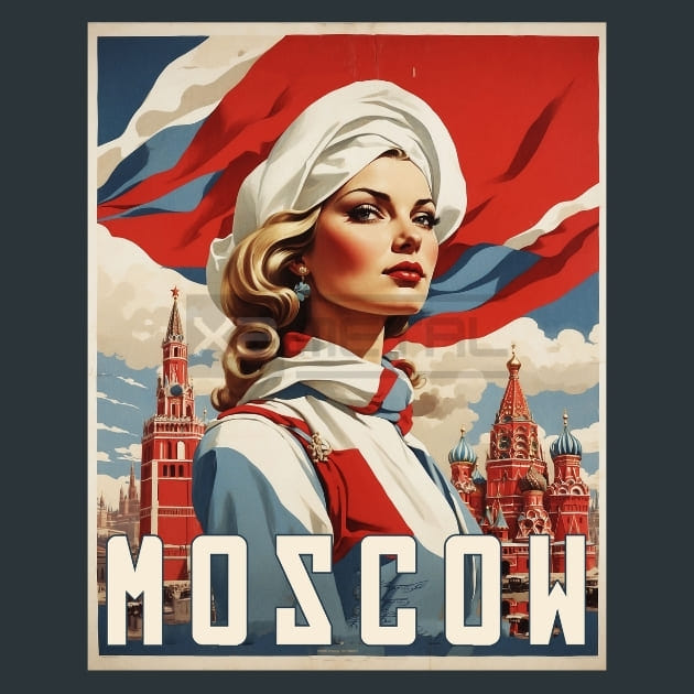 Moscow woman Russia Metal Wall Art and Desktop Mouse Pad by X2Metal