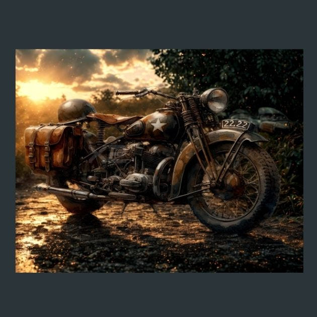 Motor Cycle WW2 10 Metal Wall Art and Desktop Mouse Pad by X2Metal