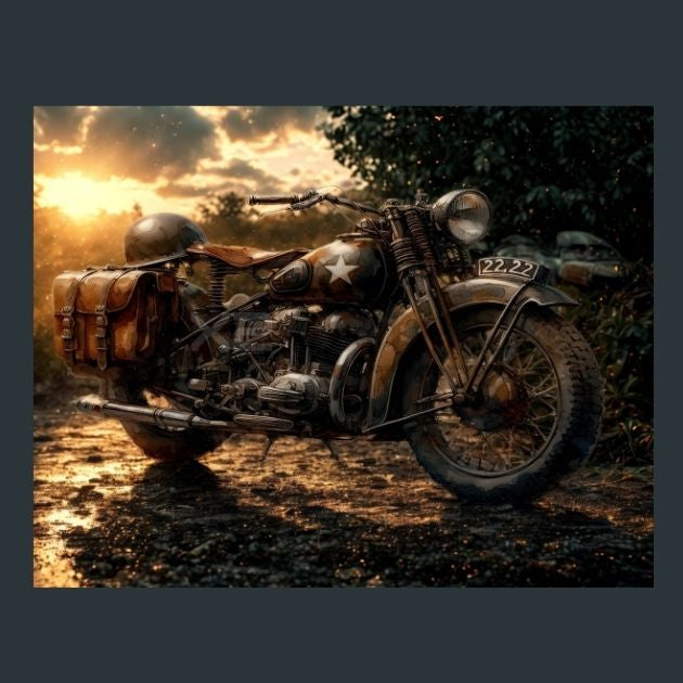 Motor-cycle-WW2-10-Metal-Prints