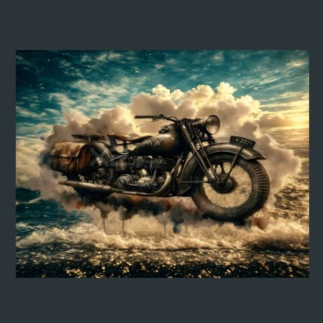 Motor-cycle-WW2-3-Metal-Prints