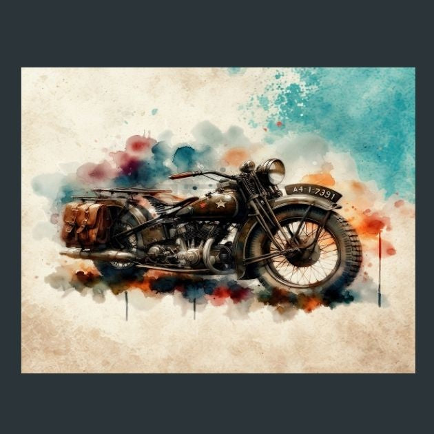 Motor-cycle-WW2-4-Metal-Prints