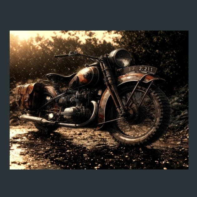 Motor cycle WW2 5 Metal Wall Art and Desktop Mouse Pad by X2Metal