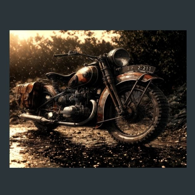 Motor-cycle-WW2-5-Metal-Prints