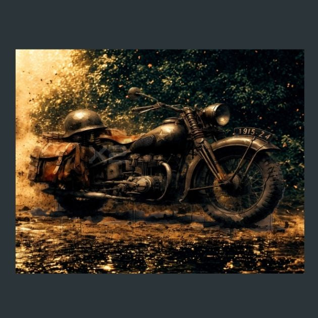 Motor-cycle-WW2-6-Metal-Prints