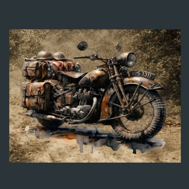 Motor cycle WW2 7 Metal Wall Art and Desktop Mouse Pad by X2Metal