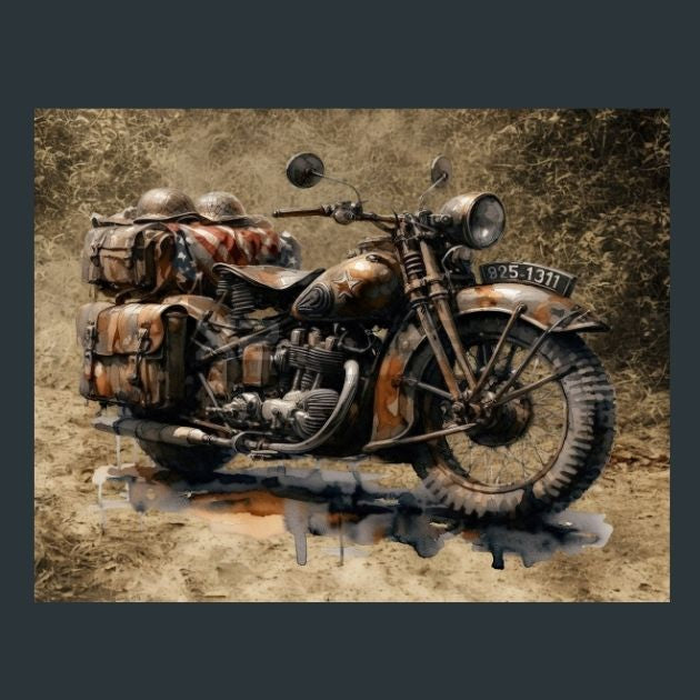 Motor-cycle-WW2-7-Metal-Prints