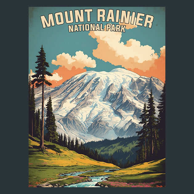 Mount Rainier Metal Wall Art and Desktop Mouse Pad by X2Metal