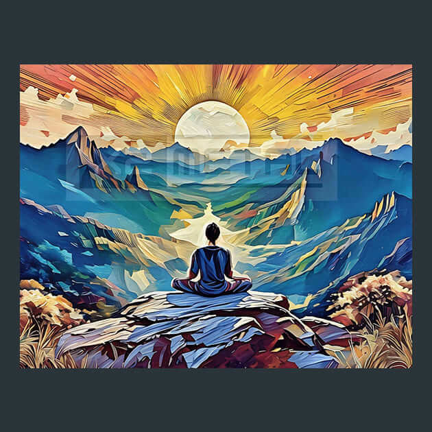 Mountain Meditation Mystical Scene Metal Wall Art and Desktop Mouse Pad by X2Metal