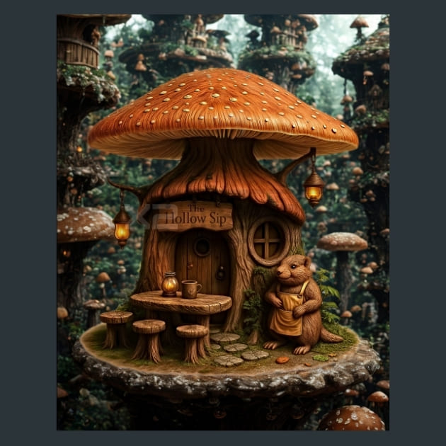 Mushroom Tavern Metal Wall Art and Desktop Mouse Pad by X2Metal
