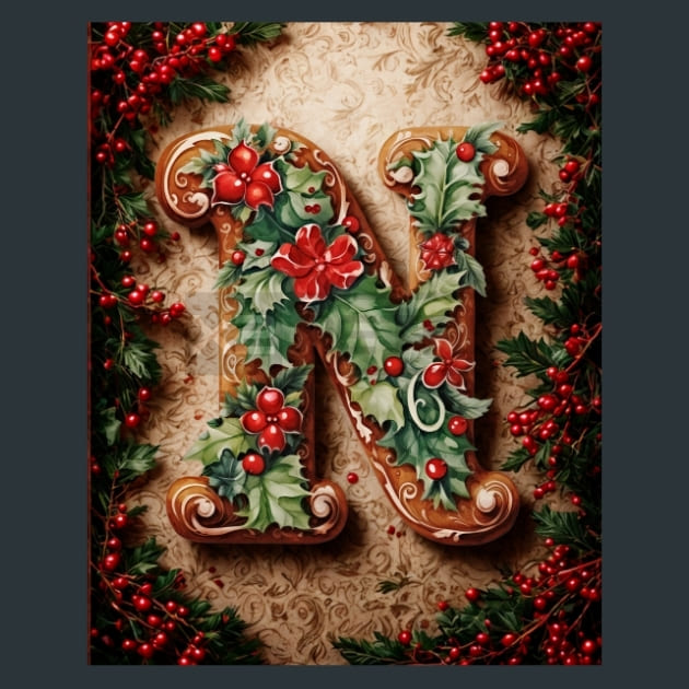 N2 Xmas Letters Metal Wall Art and Desktop Mouse Pad by X2Metal