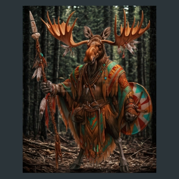 Native-American-Moose-Warriors-Alpha-Animals-metal-prints-posters-mouse-pads
