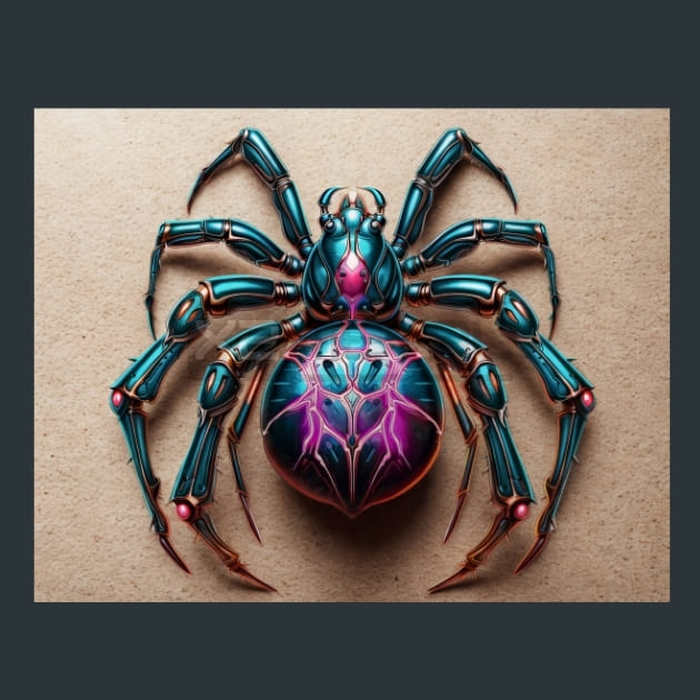 Neon Spider Metal Wall Art and Desktop Mouse Pad by X2Metal