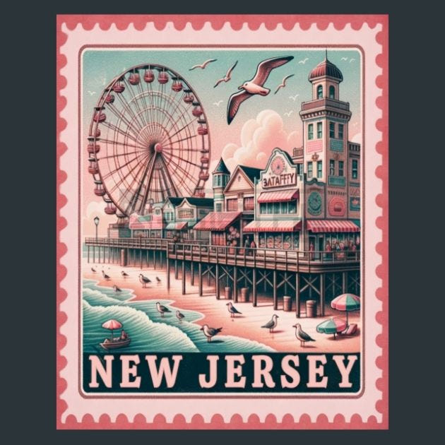New Jersey Stamp Metal Wall Art and Desktop Mouse Pad by X2Metal