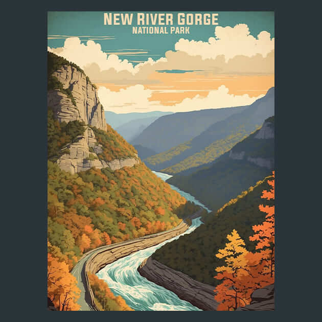 New River Gorge Metal Wall Art and Desktop Mouse Pad by X2Metal