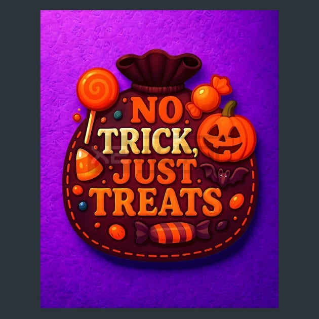 No Tricks Just Treats Metal Wall Art and Desktop Mouse Pad by X2Metal