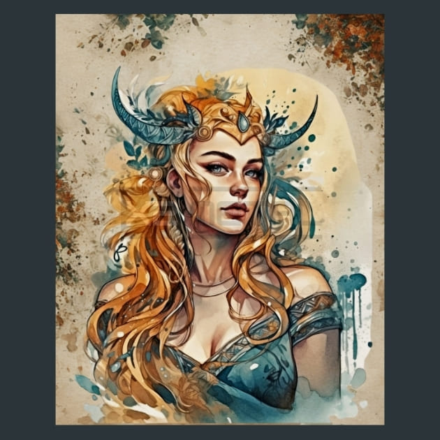 Norse Goddess Mythology Metal Wall Art and Desktop Mouse Pad by X2Metal