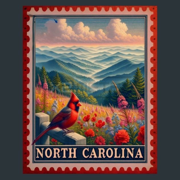 North-Carolina-Stamp-Metal-Prints