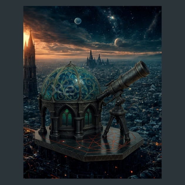 Observatory-Gothic Alchemy Metal Wall Art and Desktop Mouse Pad by X2Metal