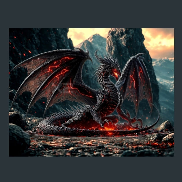 Obsidian Death Dragon Metal Wall Art and Desktop Mouse Pad by X2Metal