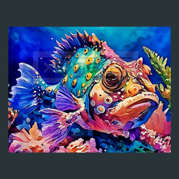 Ocellated Frogfish Splendid Metal Wall Art and Desktop Mouse Pad by X2Metal