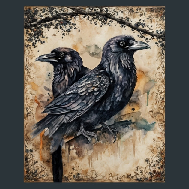 Odins Ravens Mythology Metal Wall Art and Desktop Mouse Pad by X2Metal