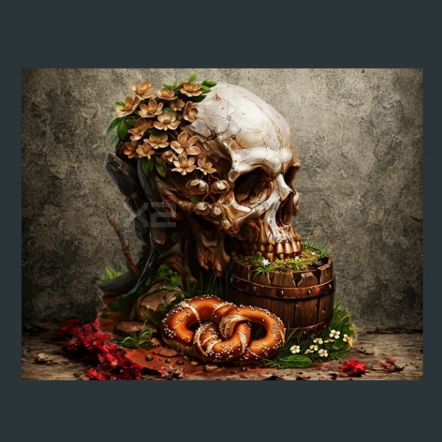 Oktoberfest Skulls 01 Metal Wall Art and Desktop Mouse Pad by X2Metal