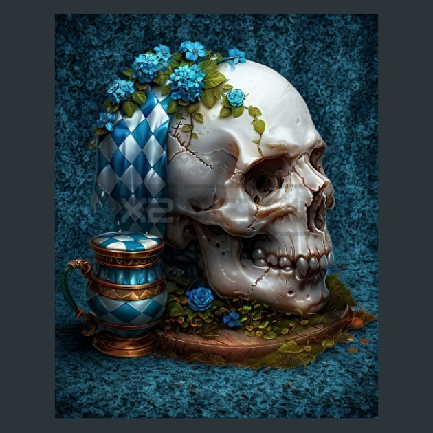 Oktoberfest Skulls 11 Metal Wall Art and Desktop Mouse Pad by X2Metal