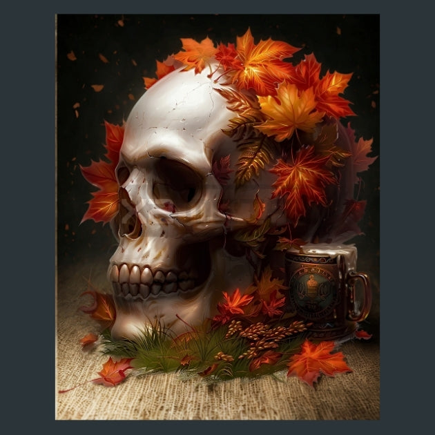 Oktoberfest Skulls 12 Metal Wall Art and Desktop Mouse Pad by X2Metal