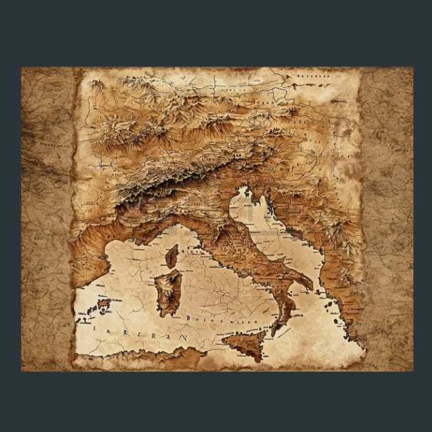 Old Map Relics 1 Metal Wall Art and Desktop Mouse Pad by X2Metal