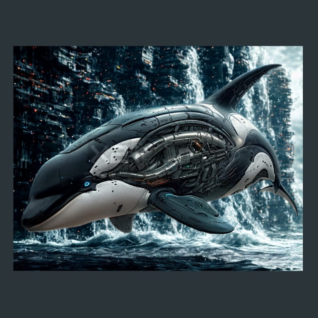 Orca Mechanimals Metal Wall Art and Desktop Mouse Pad by X2Metal