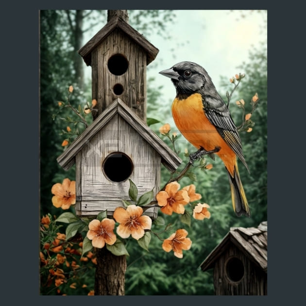 Oriole Bird 10 Metal Wall Art and Desktop Mouse Pad by X2Metal