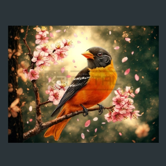 Oriole Bird 11 Metal Wall Art and Desktop Mouse Pad by X2Metal