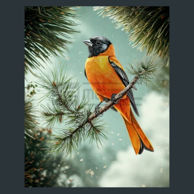 Oriole Bird 12 Metal Wall Art and Desktop Mouse Pad by X2Metal