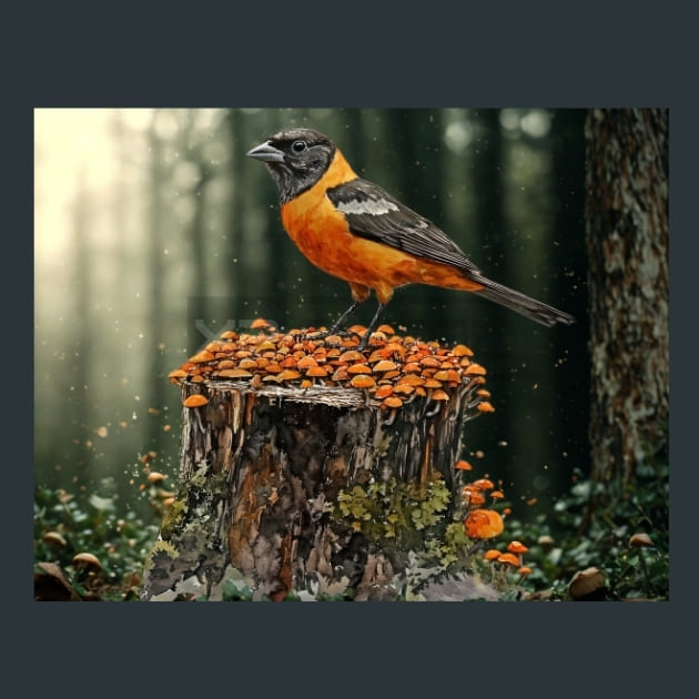 Oriole Bird 14 Metal Wall Art and Desktop Mouse Pad by X2Metal