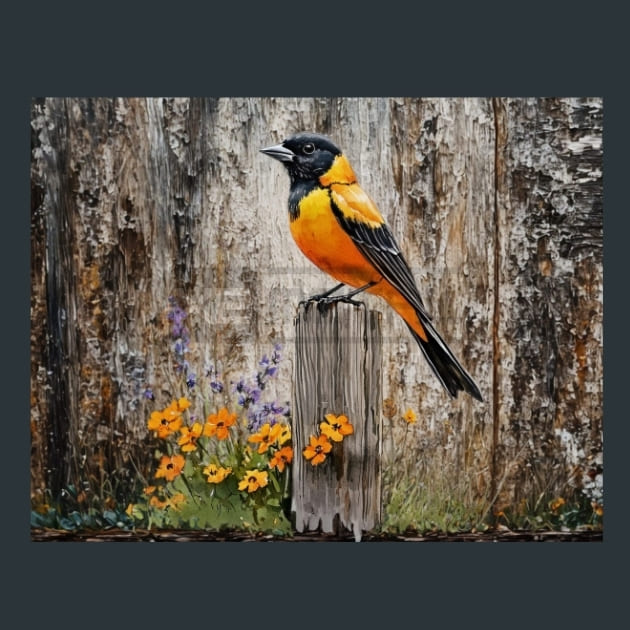 Oriole Bird 1 Metal Wall Art and Desktop Mouse Pad by X2Metal